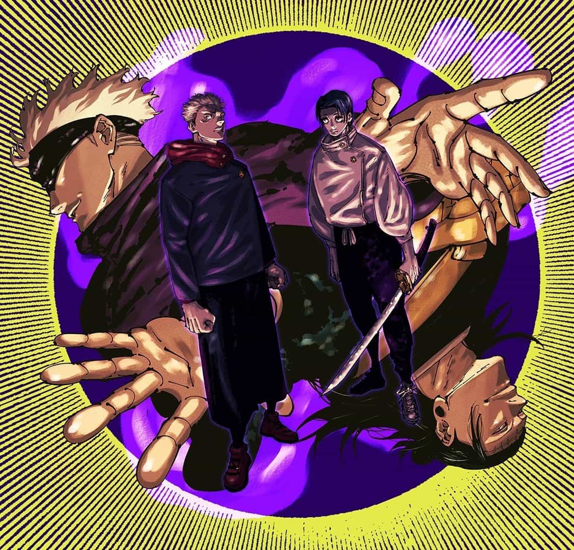 Годжо, Юдзи, Юта и Кендзяку в арте от Гэгэ Акутами 1